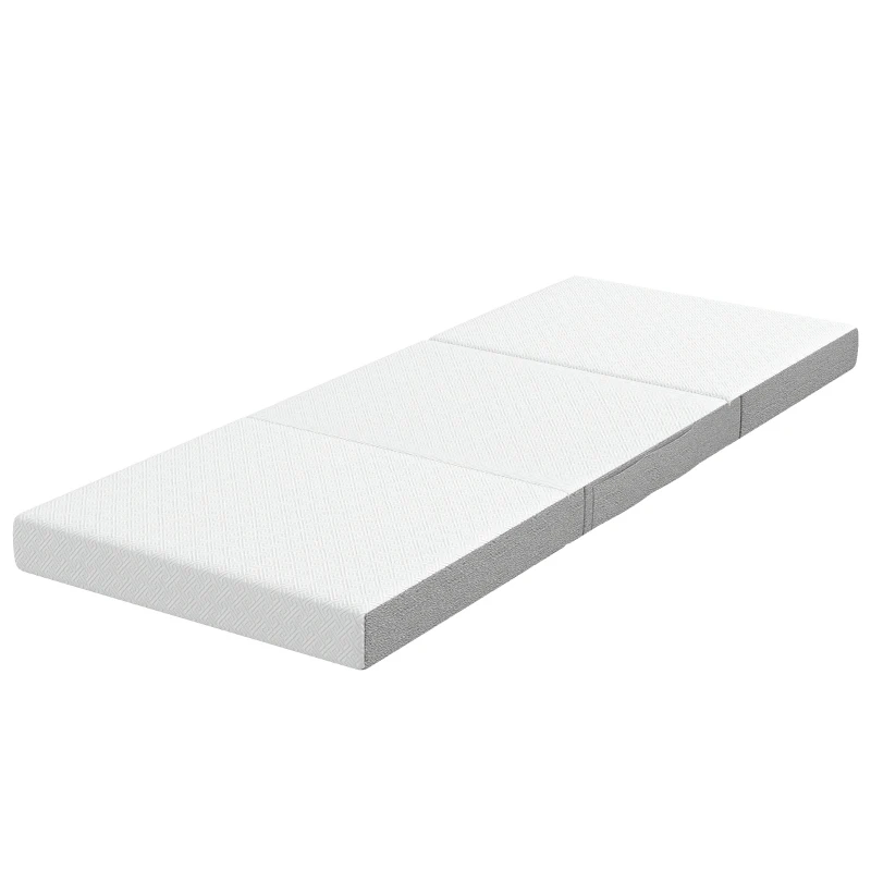 HOMCOM Materasso Pieghevole in Memory Foam 195x75 cm, Altezza 10 cm, Rivestimento Lavabile, Bianco