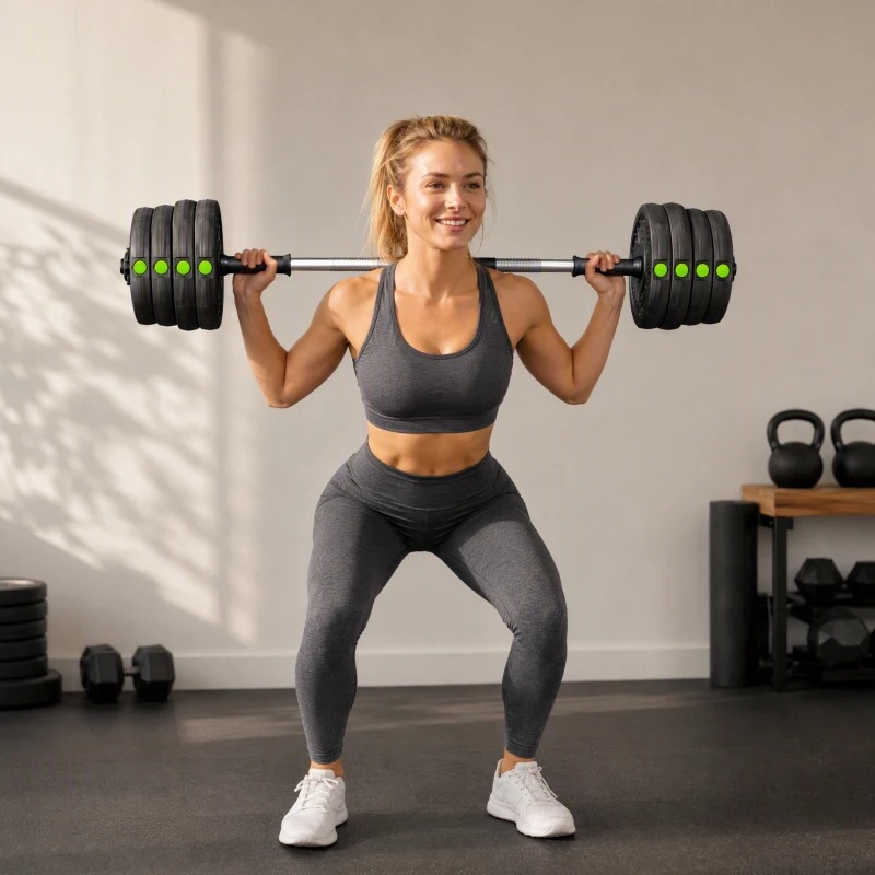 SPORTNOW Haltères 2 en 1 réglables, haltères libres avec poignées antidérapantes, 30 KG - Barres incluses
