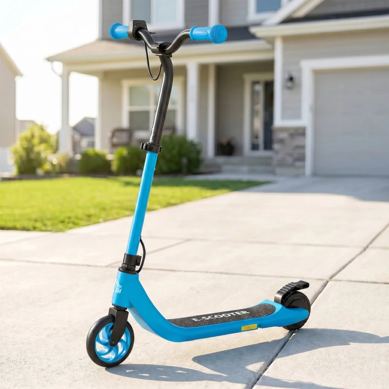 HOMCOM Electric Scooter for Kids 6+, Foldable E Scooter, Up to 8 KM/H, Maximum Range 6 KM, Adjustable Height, Blue