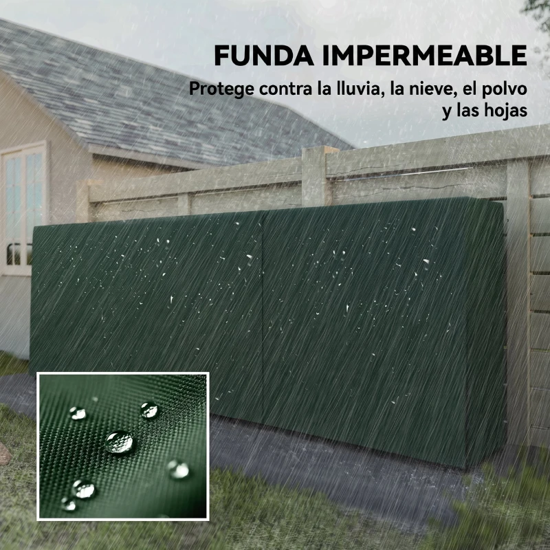 Outsunny Leñero de 1 m³ Regulable con Toldo Impermeable de PE y Metal 300x36x99 cm Negro y Verde Oscuro
