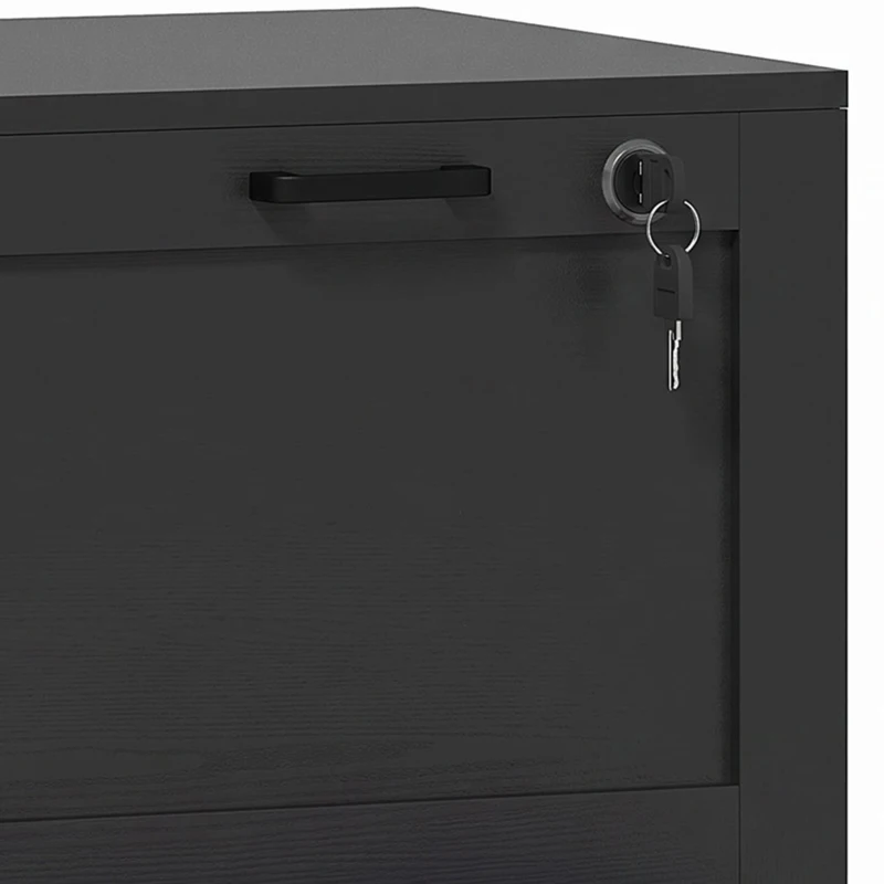 HOMCOM 2-Drawer Filing Cabinet with Lock - Black
