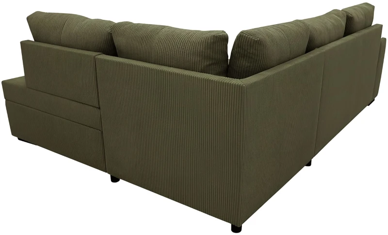 Canapé d'angle convertible réversible - 4/5 places - NIRVANA - Tissu velours cotelé Kaki - Coffre de rangement - 247 x 87 x 183 cm