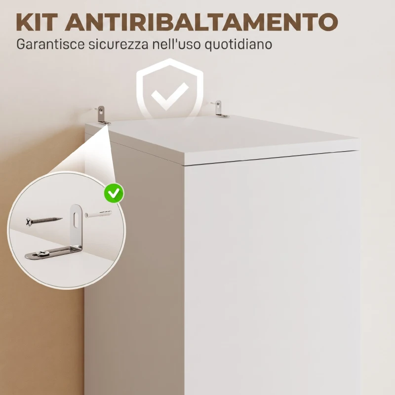 HOMCOM Armadio Con Asta Appendiabiti E Cassetto, Porta Abiti, Bianco