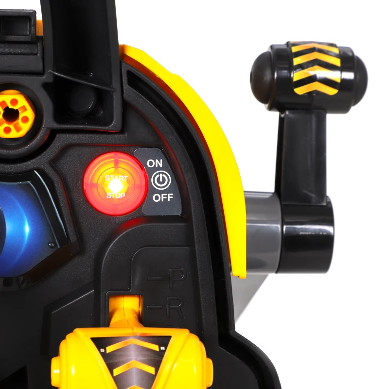 AIYAPLAY Kids Truck Engine Toy, Excavator Toy Steering Wheel with Spray, Lights and Sounds for 3-6 Years Boys Girls, Yellow
