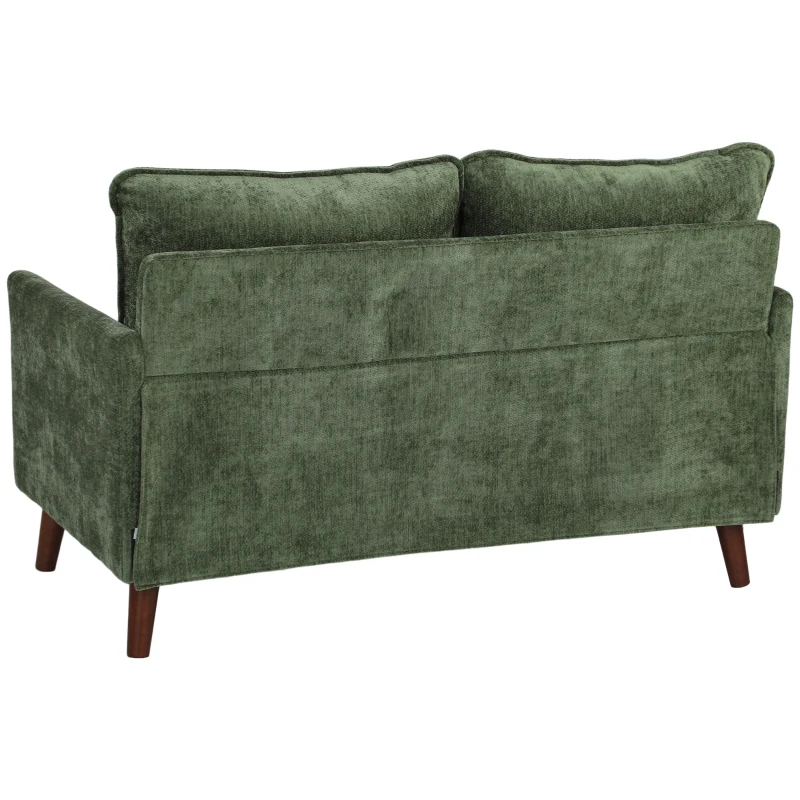 HOMCOM 2 Seater Sofa, Loveseat Sofa with Spring Cushions, Wide and Deep Seat, Wood Legs, Green