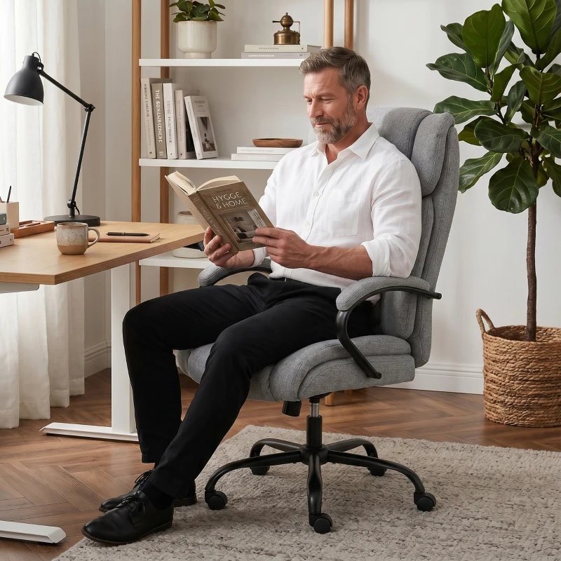 Vinsetto Ergonomische bureaustoel comfortabel kantoorstoel groot formaat, zwart