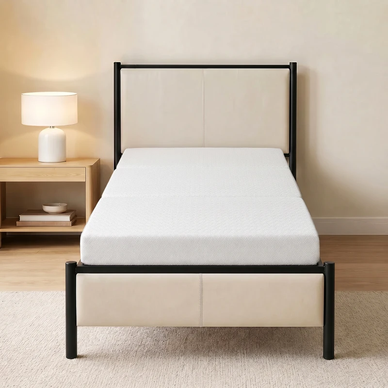 HOMCOM Materasso Pieghevole in Memory Foam 195x75 cm, Altezza 10 cm, Rivestimento Lavabile, Bianco
