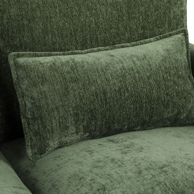 HOMCOM 2 Seater Sofa, Loveseat Sofa with Spring Cushions, Wide and Deep Seat, Wood Legs, Green
