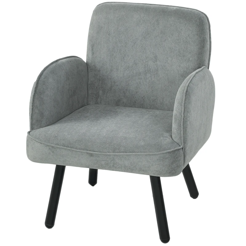 HOMCOM Lounge Chair Velvet Upholstered Armchair with Spring Cushion for Living Room Bedroom Grey