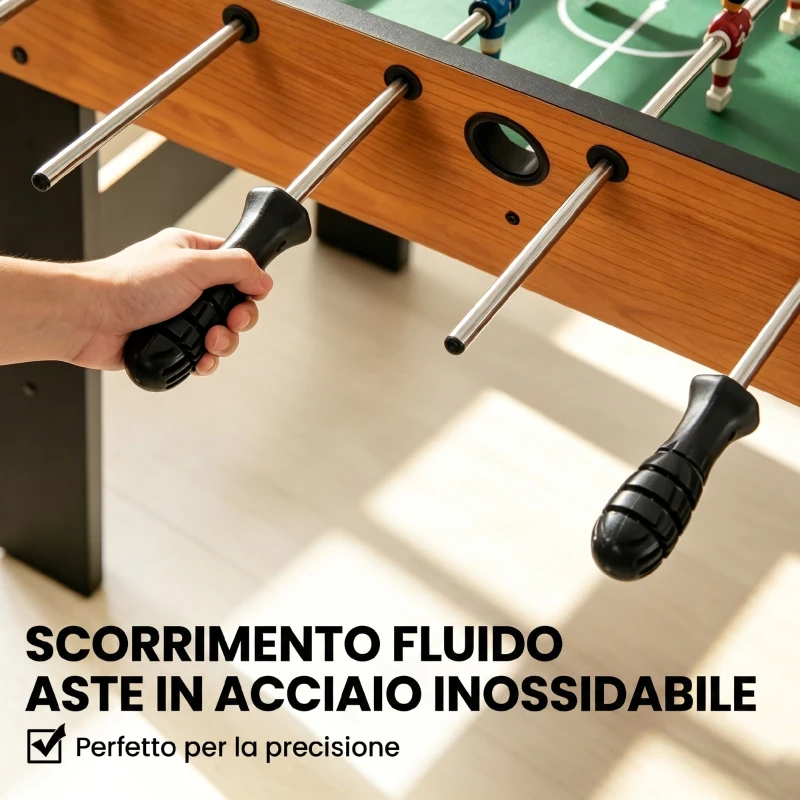 HOMCOM Mini Calcio Balilla Pieghevole, 22 Giocatori, 2 Palline, 2 Segnapunti Manuali e Maniglie Antiscivolo, Set da Gioco Freestanding per Famiglia