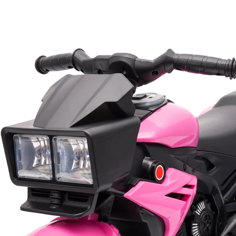 AIYAPLAY Kids Electric Motorcycle Ride-On Toy, 3-Wheel Battery-Operated Motorbike with Horn, Toddler Ride On Bike, Pink