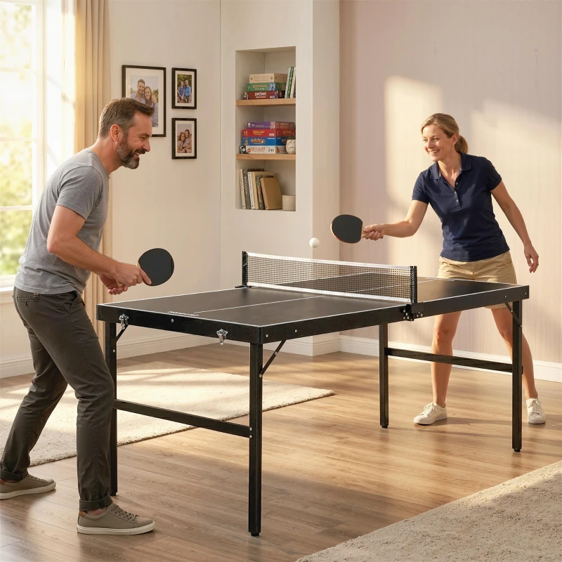 SPORTNOW Masă Pliabilă de Ping Pong cu Fileu și Mâner