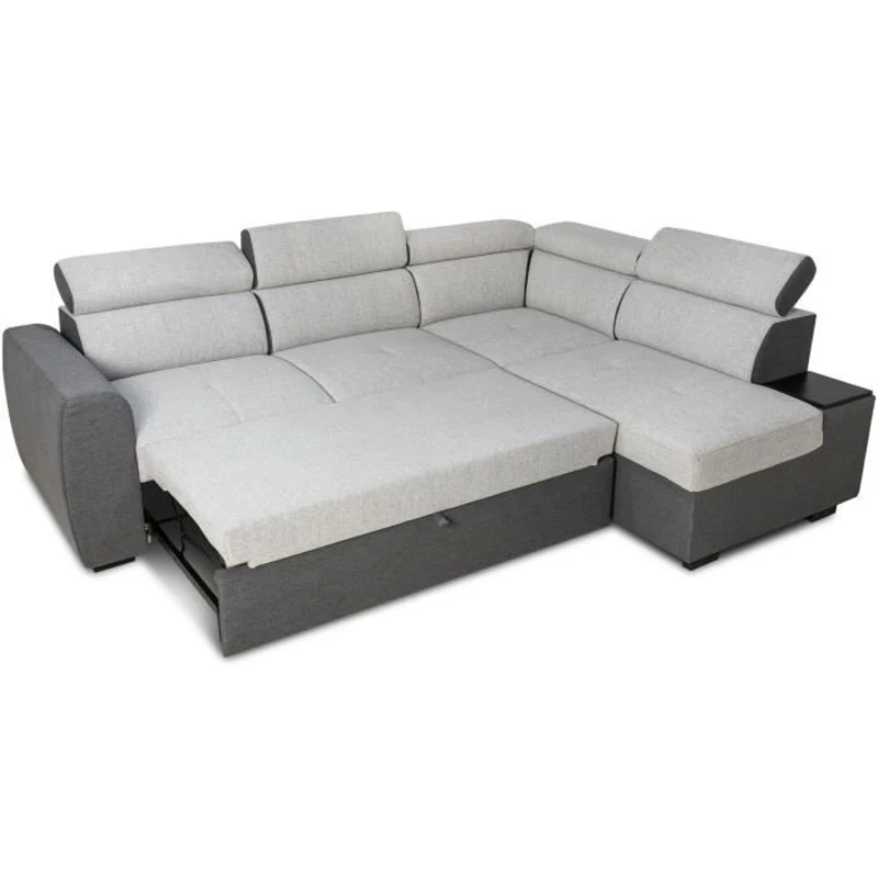 Canapé d'angle convertible réversible - 4/5 places - KELIO - Tissu Anthracite/Gris - 3 tétieres - 245 x 184 x 77/87 cm