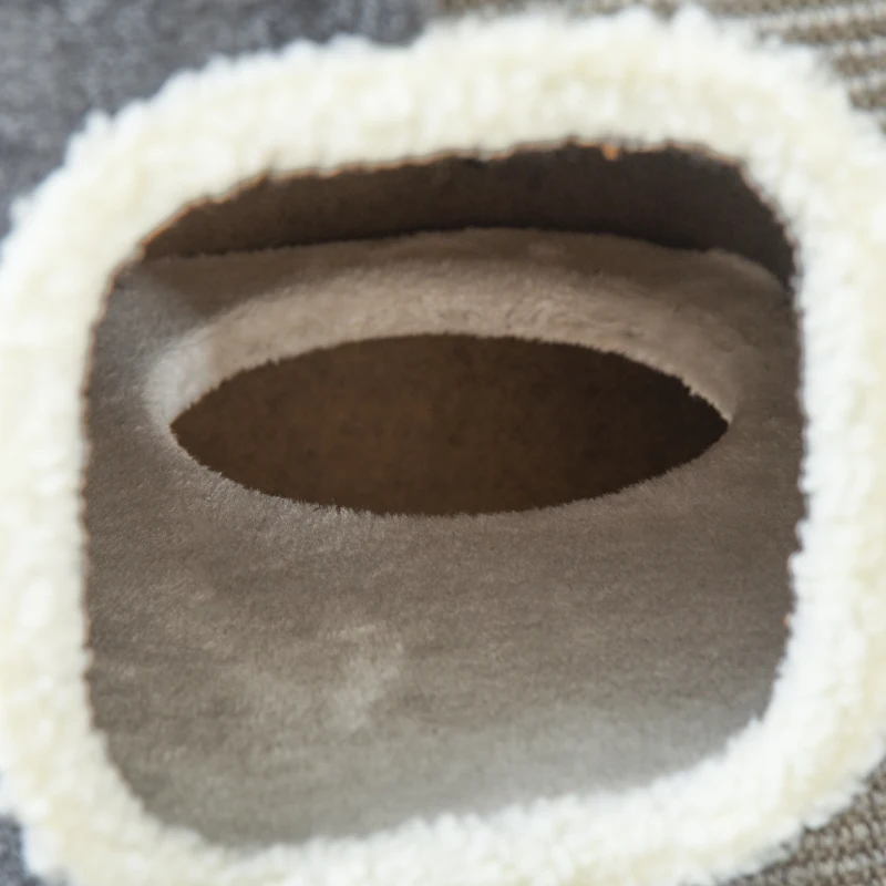 PawHut Tonneau à Gratter pour Chat 3 Niveaux en Peluche et Sisal, 3 Zones, 2 Grands Trous Interconnectés, 40x40x74cm, Gris
