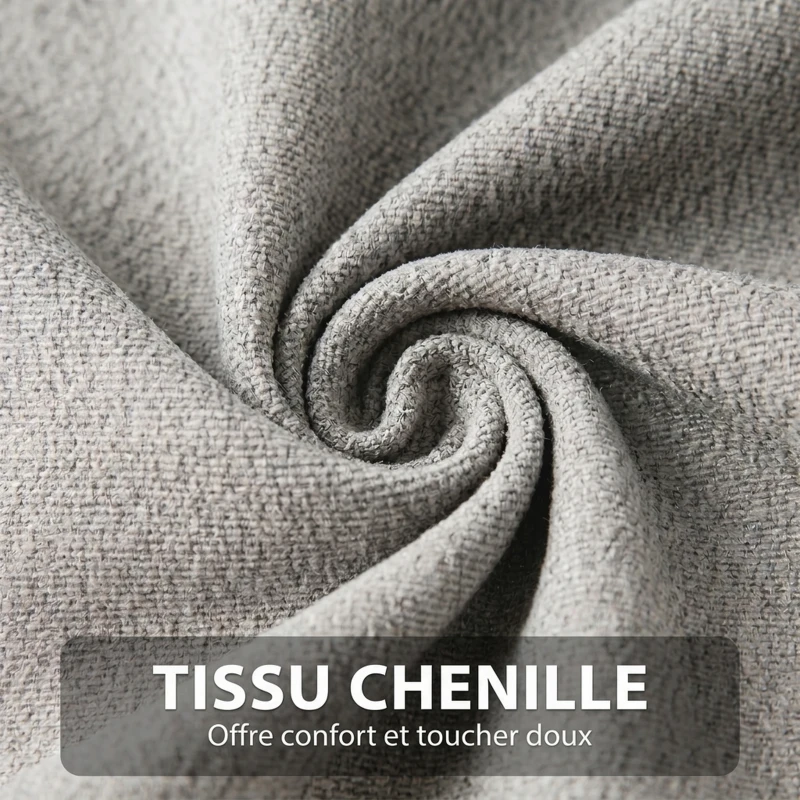 HOMCOM Fauteuil salon sans accoudoirs, chaise pivotante en tissu chenille imperméable, assise large, 75 x 95 x 90 cm gris clair
