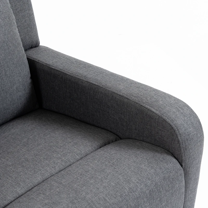 HOMCOM Sillón Relax Reclinable Manual Tapizado en Lino Instalación Rápida Reposapiés Acolchado Grueso y Patas de Madera Gris