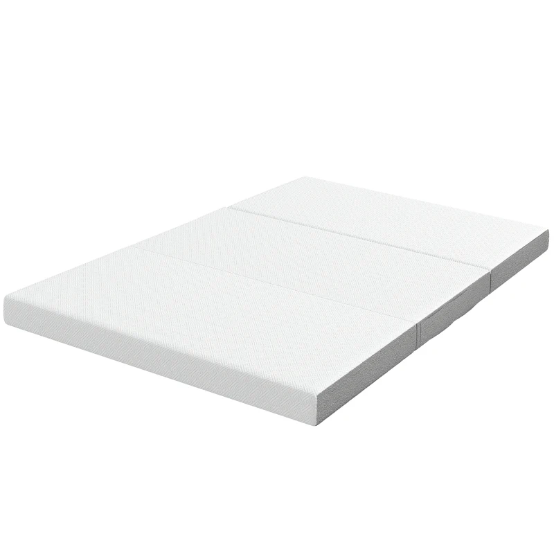HOMCOM Materasso Pieghevole in Memory Foam 195x120cm, Altezza 10 cm, Rivestimento Lavabile, Grigio