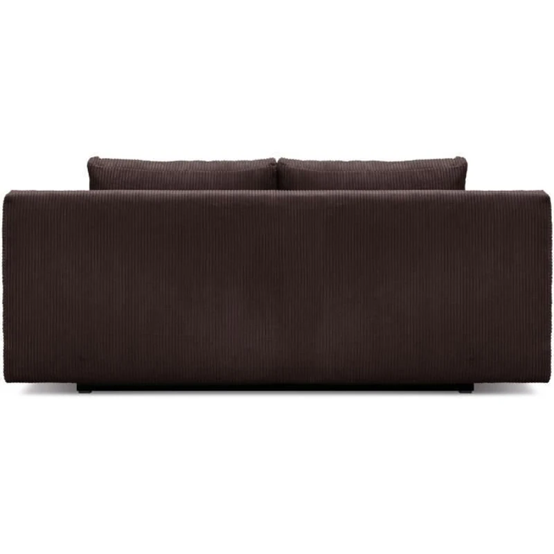 Canapé convertible - 3 places - MIKA - Velours côtelé marron foncé - Coffre de rangement - L 192 x H 84 x P 93 cm