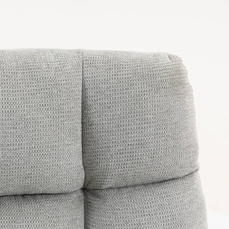 HOMCOM Fauteuil salon sans accoudoirs, chaise pivotante en tissu chenille imperméable, assise large, 75 x 95 x 90 cm gris clair