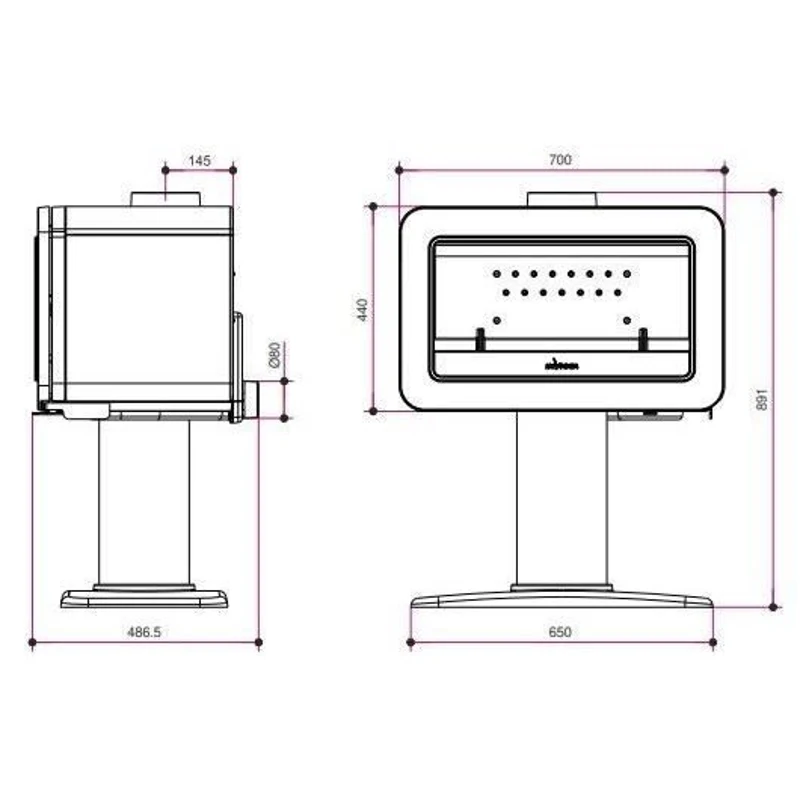 Poele a bois - INVICTA - Wilson sur pied - 8 KW