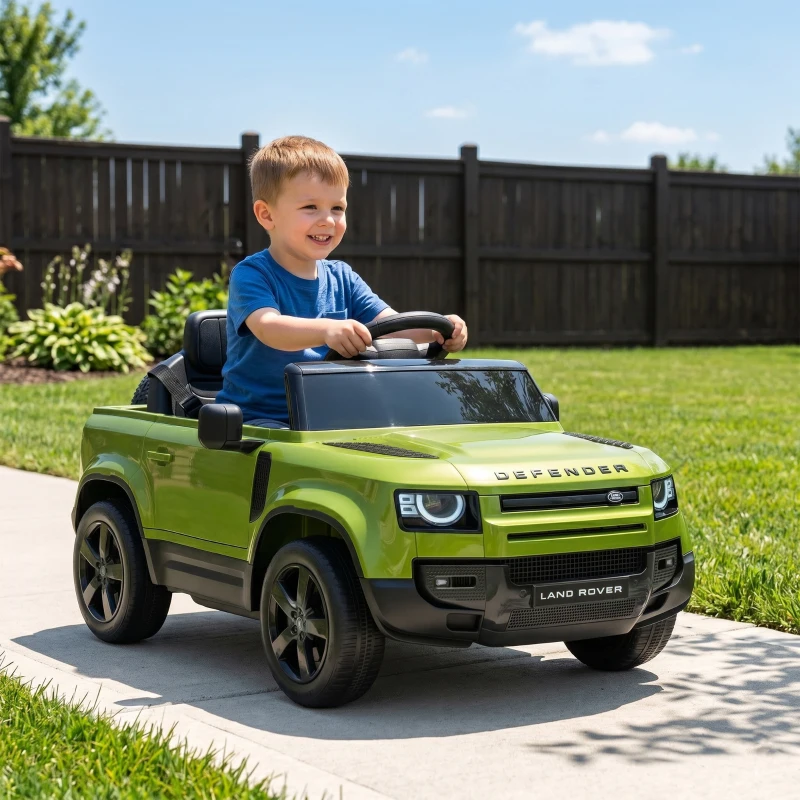 AIYAPLAY Land Rover Licensed 12V Kids Ride on Car with Remote, Suspension, Slow Start, 3 Speeds, Lights, Music, Horn, Green