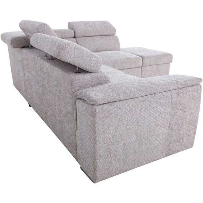 Canapé d'angle convertible réversible - 5 places - DAYTONA - Tissu texturé Beige - Coffre - 260 x 216 x 94 cm