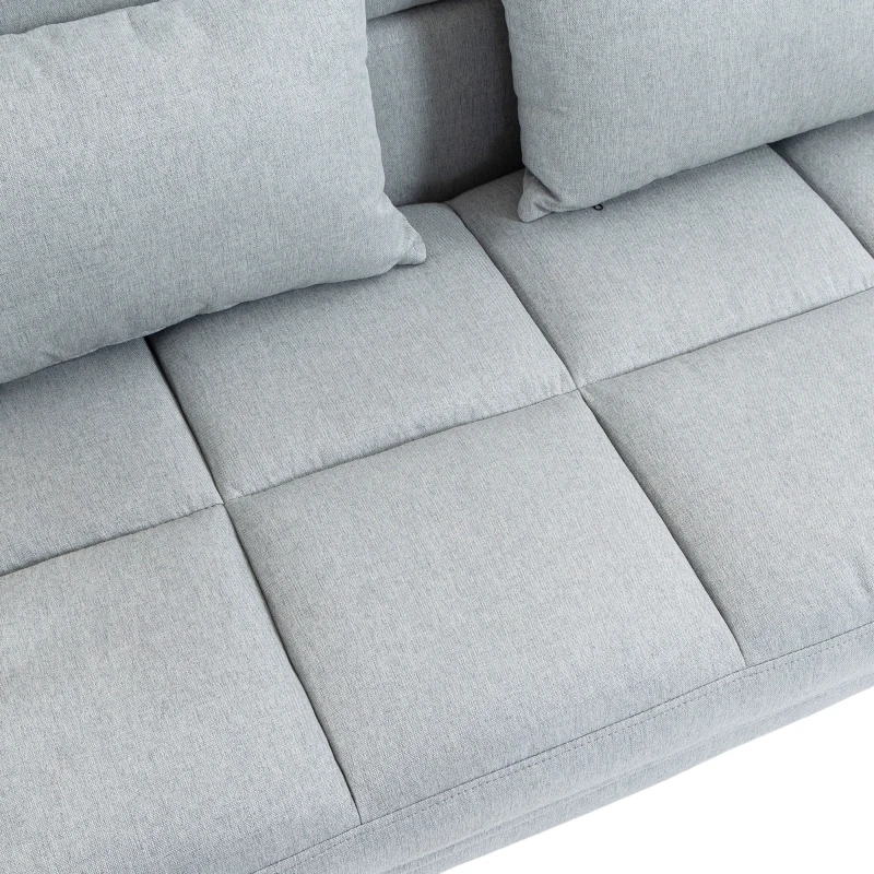HOMCOM Sofá Cama 2 Plazas Convertible 3 en 1 Tapizado en Lino con Respaldo Ajustable Click-Clack Gris Claro