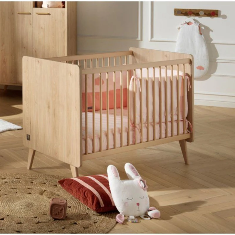 Chambre bébé trio - Lit 120 x 60 cm + Commode 3 tiroir + Armoire Chene suave - Arty - SAUTHON