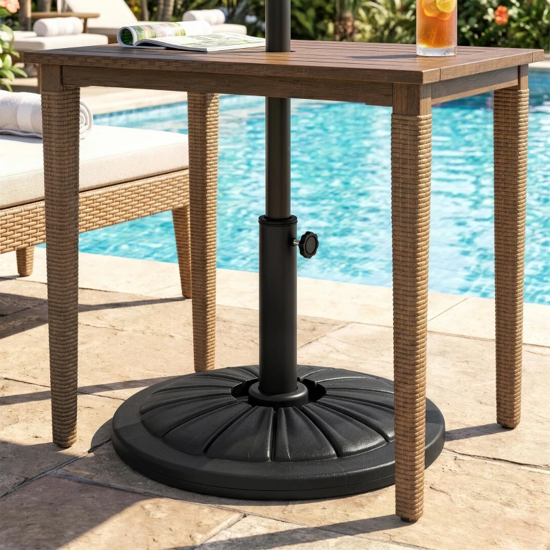 Outsunny Bază Rotundă pentru Umbrelă Ø43cm, 13kg din Ciment pentru Stâlpi de 38mm și 48mm, Negru