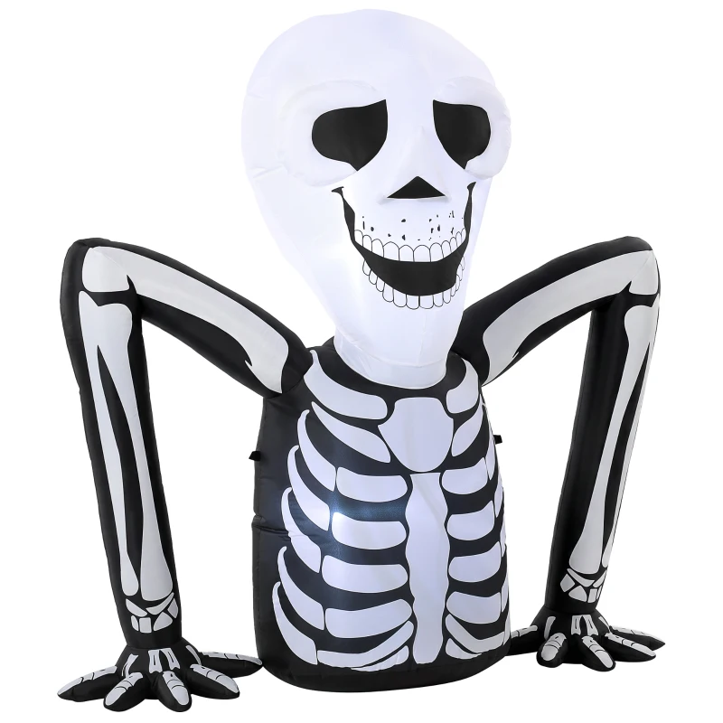 Outsunny Inflatable Ground Crawling Skeleton, Scary Halloween Decoration with Built-in LED Lights for Indoor Outdoor Decor