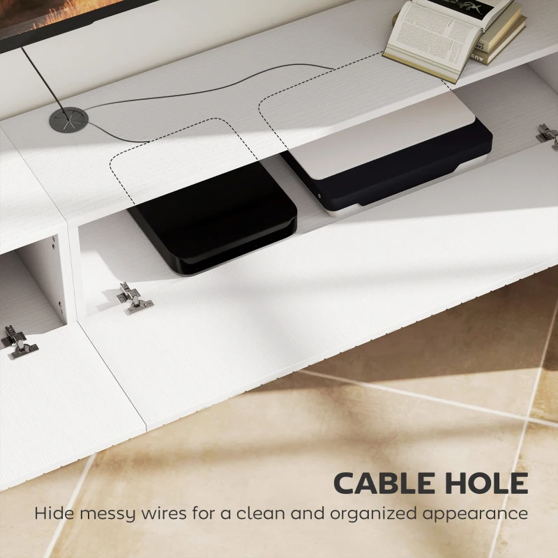 HOMCOM 80cm Floating TV Stand, Wall Mount TV Unit with Cable Management Hole, Fits up to 72" TV, White