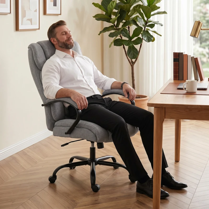 Vinsetto Ergonomische bureaustoel comfortabel kantoorstoel groot formaat, zwart