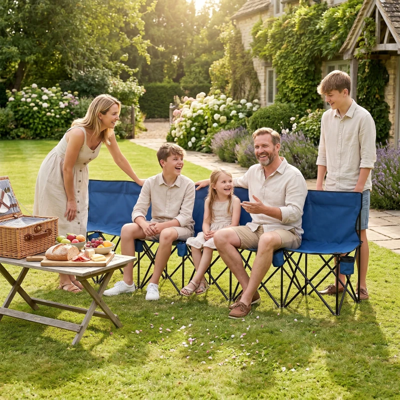 Outsunny 6-persoons campingbank met draagtas blauw