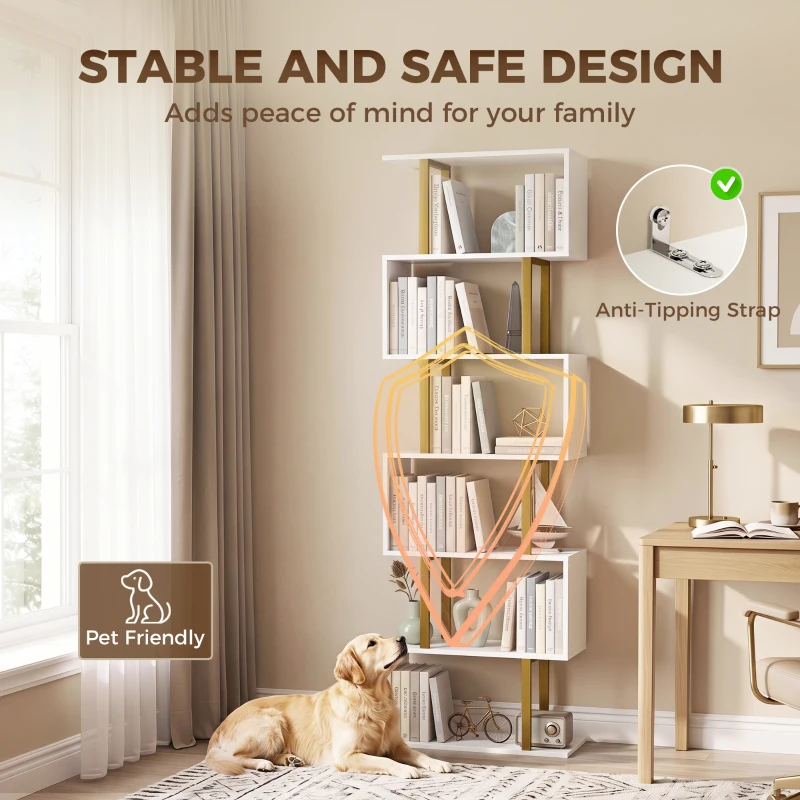 HOMCOM standing units free bookshelves industrial case bedroom