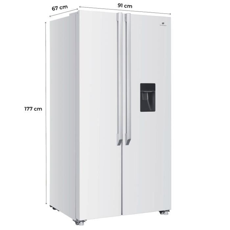 Réfrigérateur américain - Continental Edison - CERA532NFWD - 2 portes - 529 L -  L90 x 177 cm - Classe D - Blanc