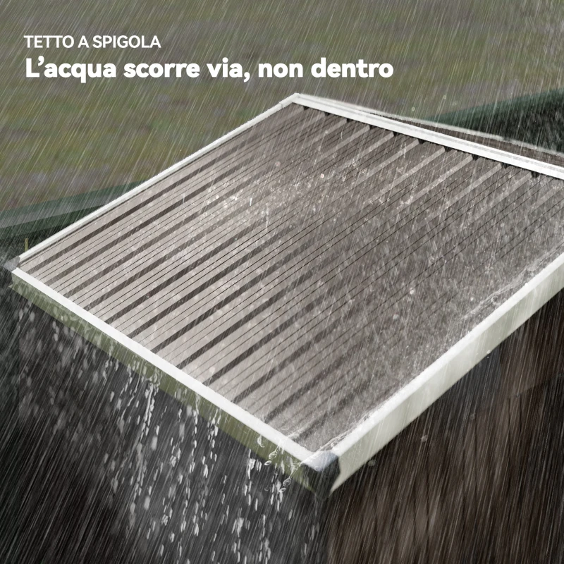 Outsunny Casetta da Giardino in Acciaio 1.1m² con Porta Scorrevole Bloccabile, 136x87x179 cm, Marrone