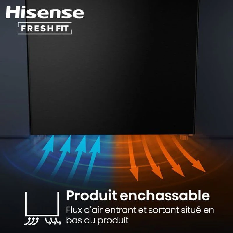 Réfrigérateur Combiné - HISENSE - RB3K330SAIE - 330 L - Enchassable Classe E - 59,5 x 60 x 185 cm - Inox