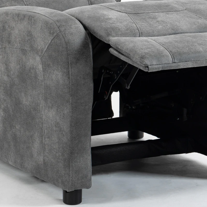 HOMCOM Sillón Relax Reclinable Manual Tapizado en Cuero Sintético Instalación Rápida Reposapiés Acolchado Grueso Gris