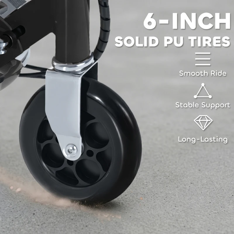 HOMCOM Foldable Powered Scooter with Adjustable Handle, Brake, Black