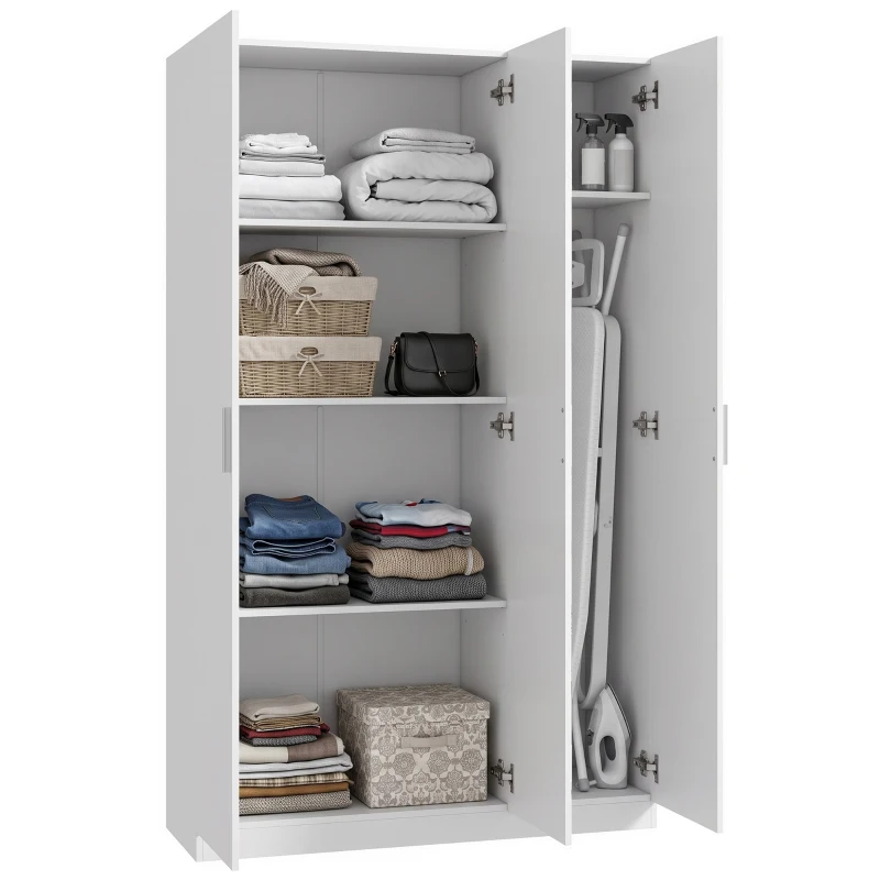 HOMCOM Armadio Guardaroba con Ripiani Regolabili e Ante Soft Close, 109x37x180 cm, Bianco