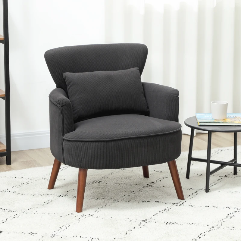 HOMCOM Corduroy Retro Accent Chair - Black