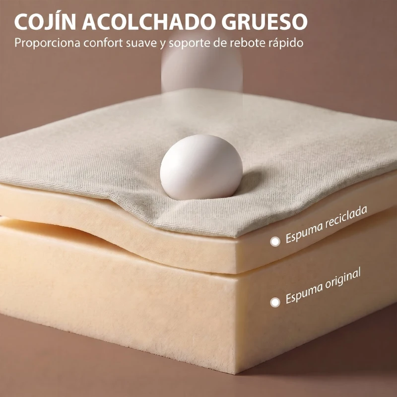 HOMCOM Sofá Cama 2 Plazas Convertible 3 en 1 Tapizado en Chenilla con Respaldo Ajustable Mesa Lateral 2 Almohadas Blanco Crema