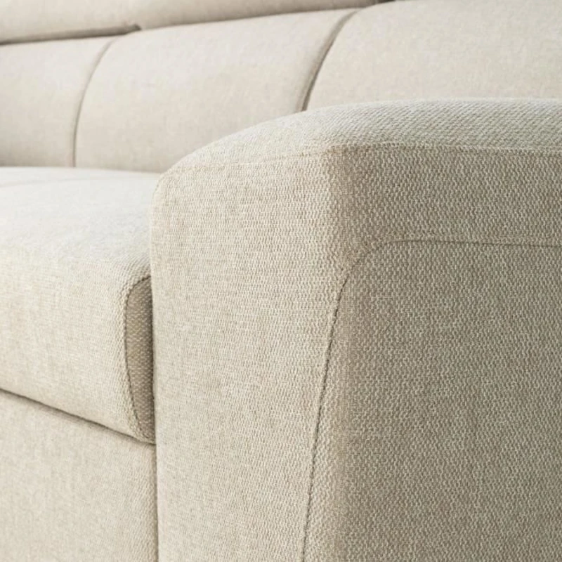Canapé d'angle convertible réversible avec coffre - 5 places - KASIMIR - Tissu beige - 258 x 79/98 x 219 cm