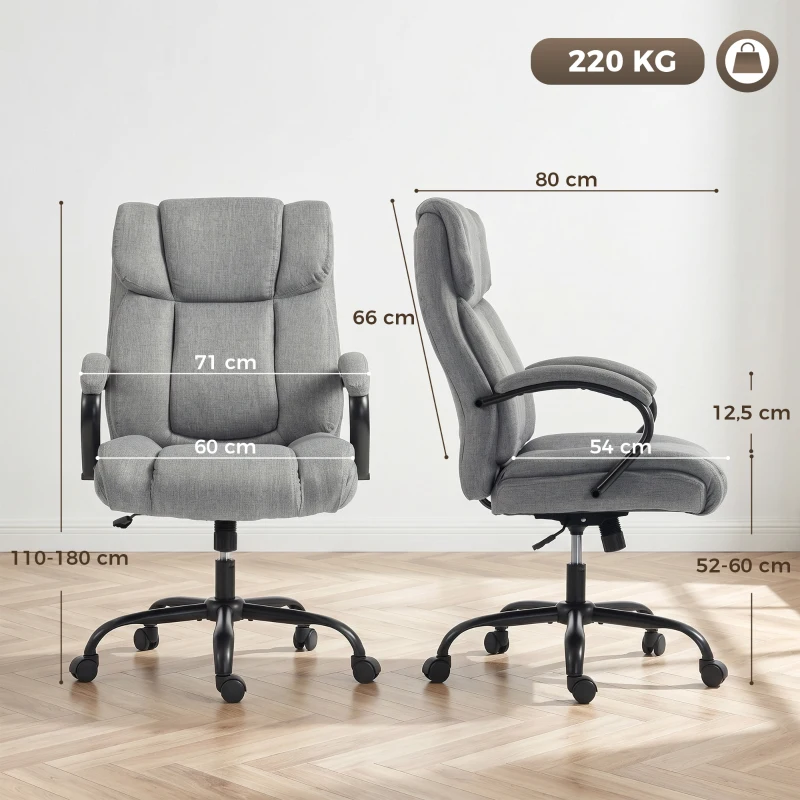 Vinsetto Ergonomische bureaustoel comfortabel kantoorstoel groot formaat, zwart