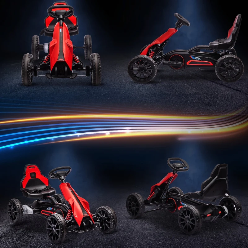 HOMCOM Go-Kart Electric pentru Copii 3-8 Ani, 3-5 km/h, Roșu