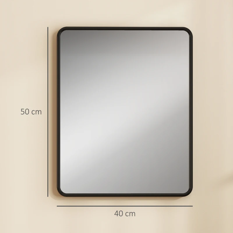 HOMCOM Rectangular Wall Mirror with HD Glass - Black
