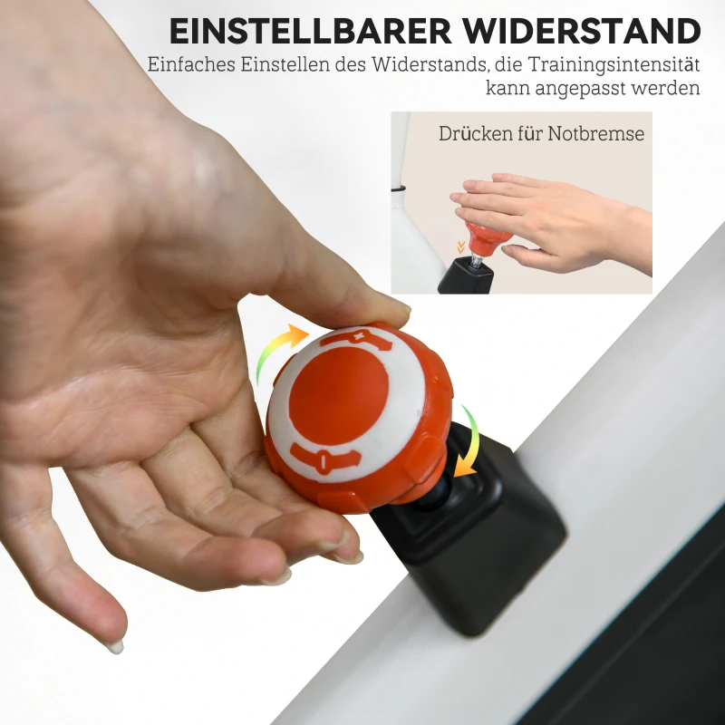 HOMCOM Heimtrainer, einstellbarer Widerstand, bis 120kg, Stahl, L103xB53xH100-114cm, Weiß/Schwarz(m-5)