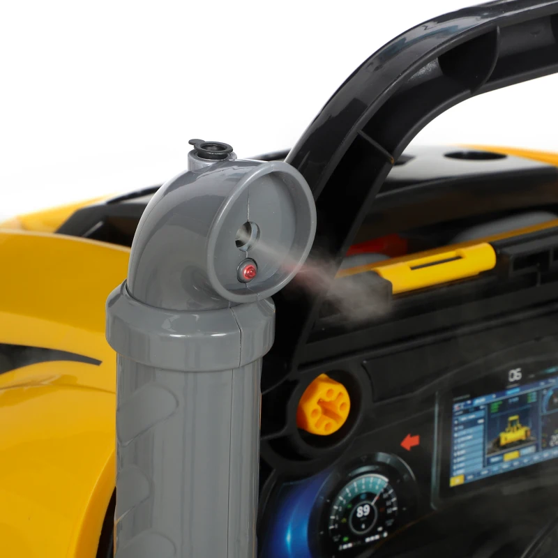 AIYAPLAY Kids Truck Engine Toy, Excavator Toy Steering Wheel with Spray, Lights and Sounds for 3-6 Years Boys Girls, Yellow