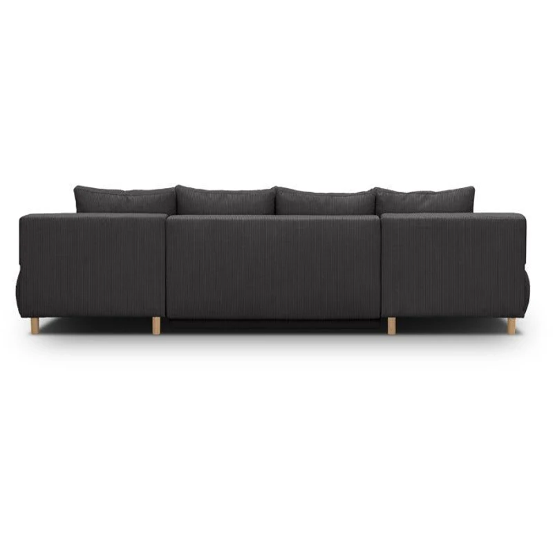 Canapé convertible avec coffre - 6 places - Velours côtelé - Gris anthracite - Style Scandinave - L 313 x H 84 x P 145 cm - MIKA