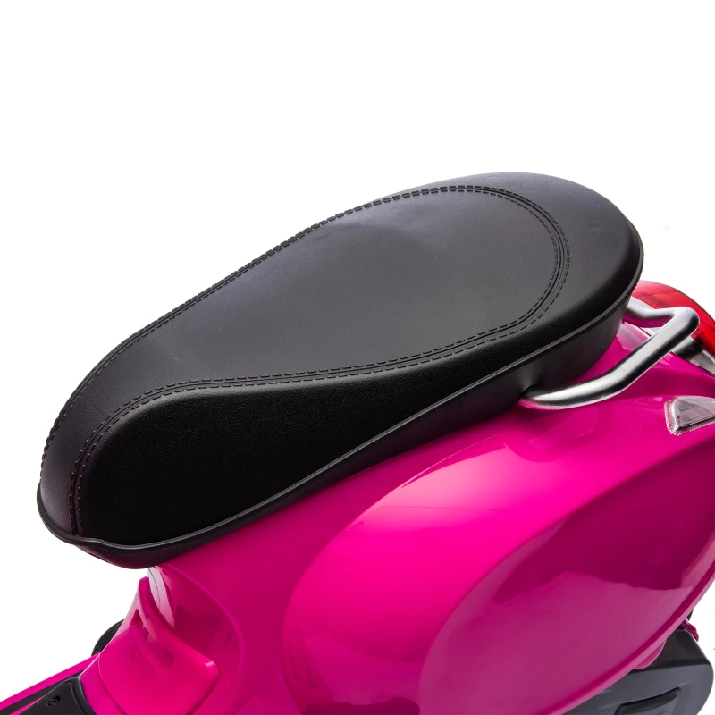 AIYAPLAY Scooter électrique enfant Vespa 6 V dim. 107L x 47l x 73H cm Musique MP3 Port USB Phare 2 roues d'entraînement - Rose